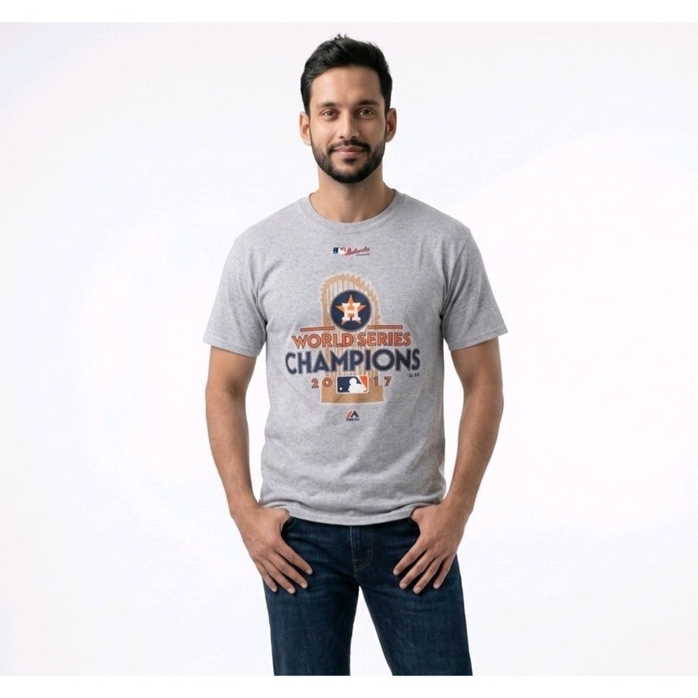 Houston Astros 2017 World Series Championship Gray T Shirt Mens Medium